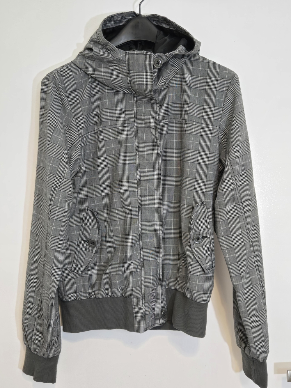 Bench Gray Plaid Hooded Bomber Jacket